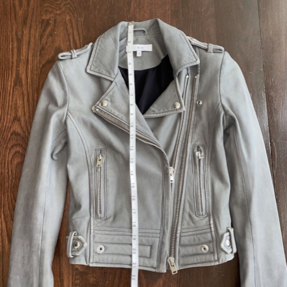 $1295 IRO Luigaspe Gray Leather Motorcycle Jacket sz 0 FR 34 - Picture 4 of 9